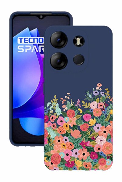 TECNO Spark Go 2023 Baskılı Ve Kamera Korumalı Lacivert Renk Silikon Kılıf