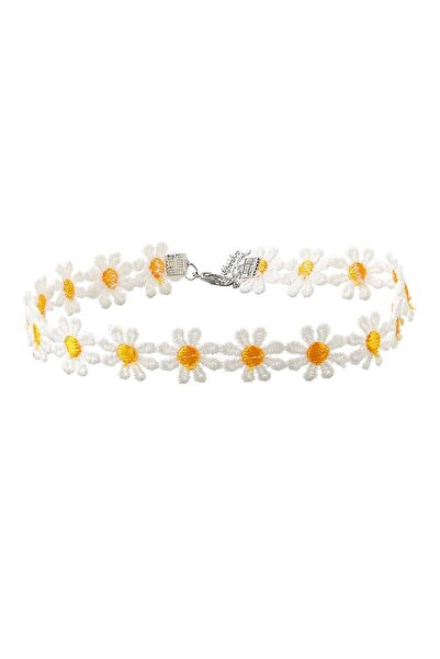 TakıConcept Beyaz Papatya Dantel Choker Kolye