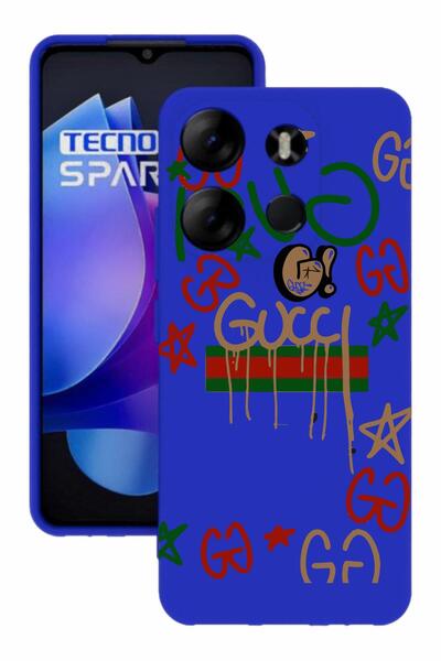 TECNO Spark Go 2023 Blue Color Silicone Case with Print and Camera Protection