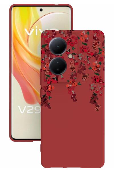 vivo V29 Lite 5g Uyumlu Baskılı Ve Kamera Korumalı Kırmızı Silikon Kılıf