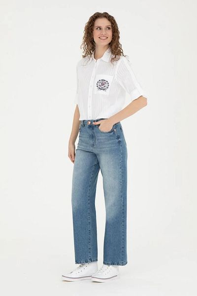 U.S. Polo Assn. US Polo AssnΓυναικείο λευκό μακρυμάνικο πουκάμισο G082SZ004.0001835576.VR013 TEKSPOR