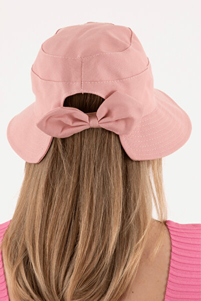 Hat Town Fiyonk Detaylı Keten Bucket Kadın Şapka