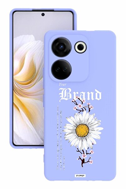 TECNO Camon 20 Pro Baskılı Ve Kamera Korumalı Lila Renk Silikon Kılıf