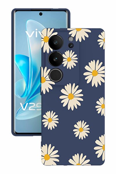 vivo V29 Baskılı Ve Kamera Korumalı Lacivert Renk Silikon Kılıf
