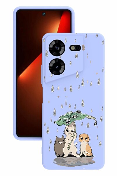 TECNO حافظة سيليكون Pova 5 مطبوعة وحماية للكاميرا بلون أرجواني