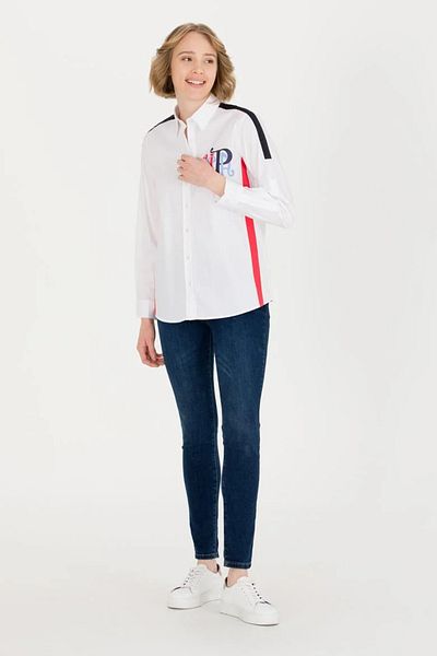 U.S. Polo Assn. US Polo AssnΓυναικείο λευκό μακρυμάνικο πουκάμισο G082SZ004.0001575829.VR013 TEKSPOR