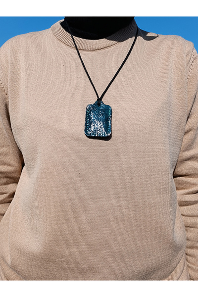 ViP GiFT Küçük Dörtgen Cevşen Dualı Kolye Muska Hakiki Deri