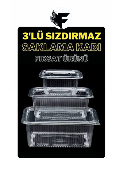 FİGANLAR 1st Quality Plastic Leak-Proof Container Disposable Disposable Plastic Bowl with Lid Set of 3 Deal Product