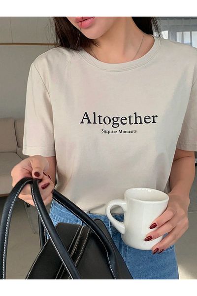 ALİKA Γυναικείο T-Shirt Μπεζ Altogether Oversize