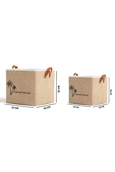 Art Bee Set of 2 Jute In-Cabinet Organizer Jewelry, Makeup, Bathroom, Office Organizer Storage Box