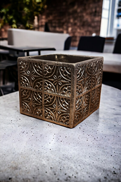 Binbirdemet Eskitme Boya Gümüş Dekoratif Saksı