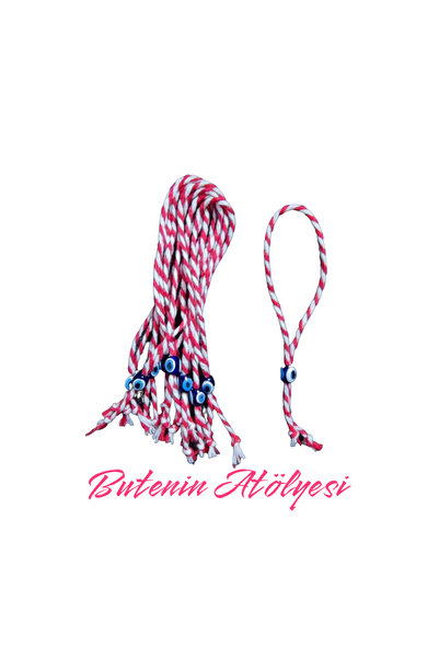 Butenin Atölyesi حبل أبيض وأحمر مكون من 10 قطع، مارتينيتزا مع خرز عين الشر وا...