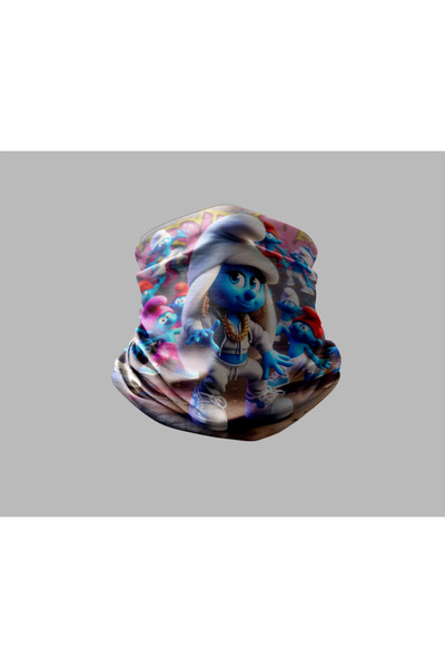 Buffalo Şirinler Tasarımlı Motorcu Buff Maske Outdoor Boyunluk Unisex Bandana