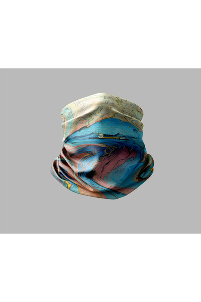 Buffalo باندانا طوق الرقبة للجنسين - تصميم فني رخامي، قناع راكب الدراجة النارية