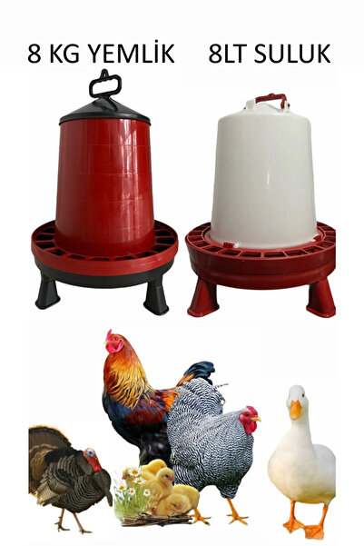 Fauna Pet Supplies Ayaklı Yemlik Ve Suluk 2li Set 8 Kg Tavuk Yemliği Hindi Ka...