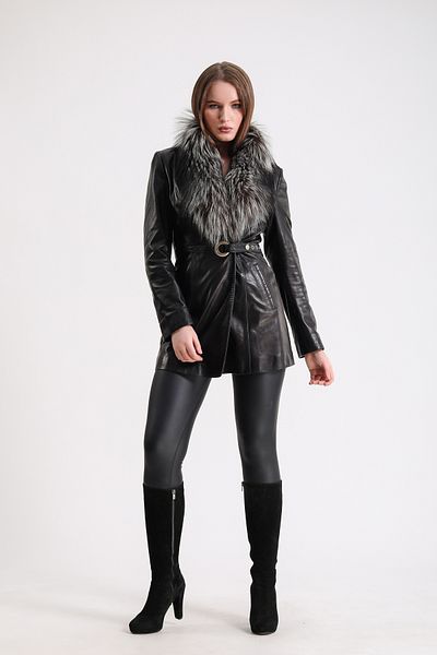 Leather Club Black Arjante Fox Accessory Buckle Detailed Leather Jacket