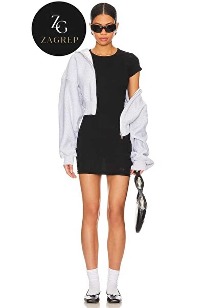 Zagrep Black Mini Women's Dress - Short Sleeve, Lined and Inner Look Silk Jersey