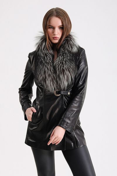 Leather Club Black Arjante Fox Accessory Buckle Detailed Leather Jacket