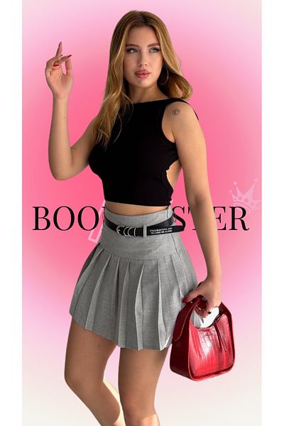 BoomBester Fustă scurtă cu curea Polyviscon - plisată de calitate premium