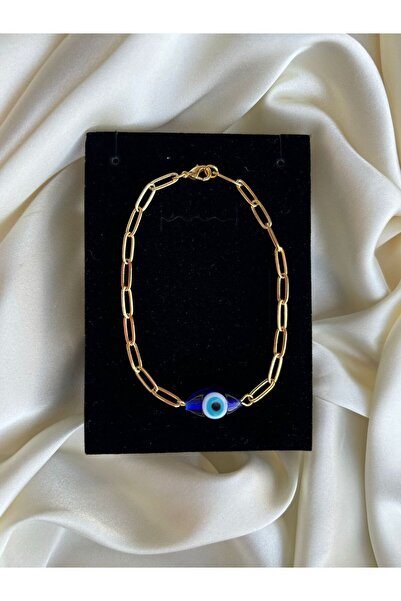 Evil Eye Beads Murano Gold Plated Paper Clip Bracelet Women Paper Clip Chain Bracelet Charm Bracelet
