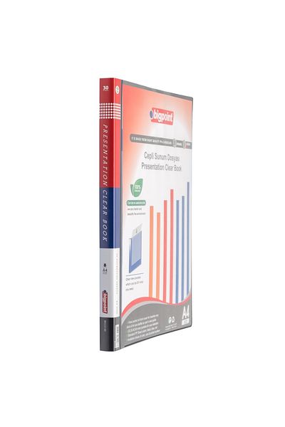 Bigpoint Presentation File with Pocket 30 Pieces Black X 4 Pack