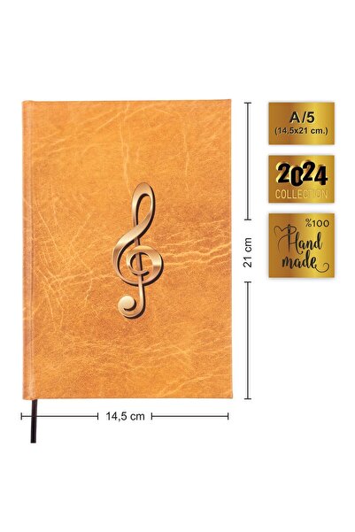 BİDEFTER لوحة ملاحظات البيانو (خط قطع مع مفاتيح LEFT FA) 100% صناعة يدوية، خياطة يدوية، غلاف مطلي (A/5)