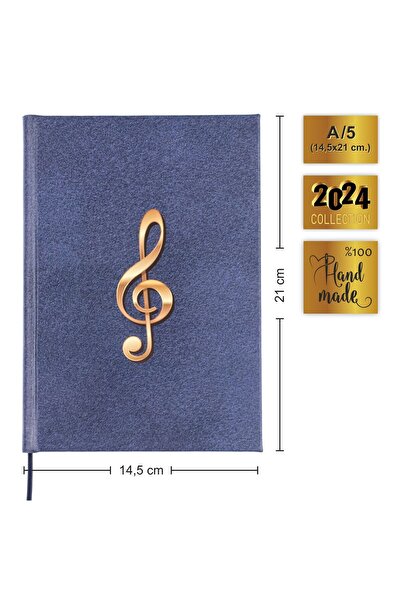 BİDEFTER لوحة ملاحظات البيانو (خط قطع مع مفاتيح LEFT FA) 100% صناعة يدوية، خياطة يدوية، غلاف مطلي (A/5)