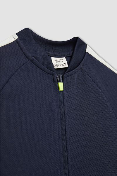 DeFacto Leichte Bomber-Strickjacke für Jungen – College-Kragen, Reißverschlussdetail B7363a824sp