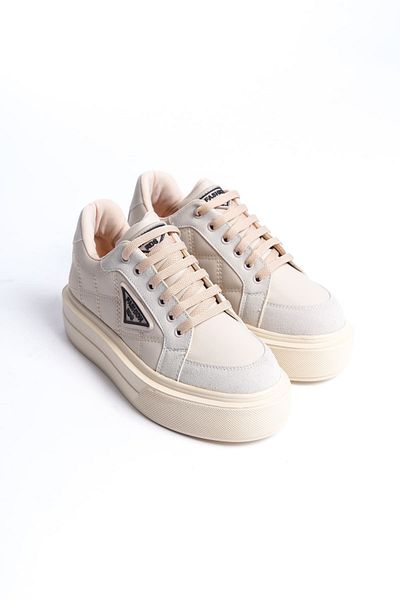 BZ Moda Pantofi pantofi pentru damă, cu model, cu talpă ortopedică, cu șireturi, KT Cream