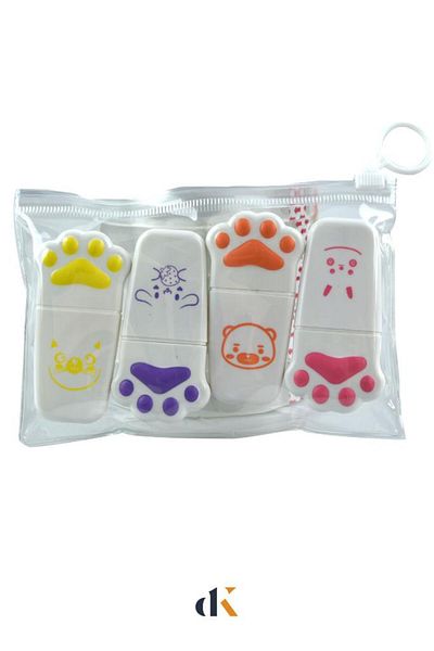 Kids Like Cute Highlighters - 4 Colors with Paw Pattern