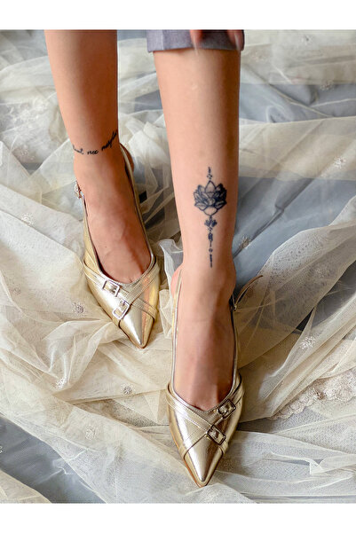 irmona صندل بكعب ذهبي بإبزيم معدني ذهبي