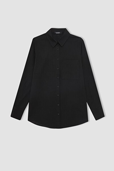 DeFacto قميص أساسي من القطن بأكمام طويلة وقصة عادية C3987ax24sm