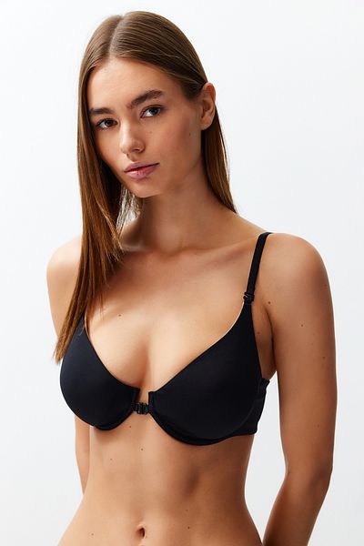 Trendyol Collection Black Skin Micro kétoldalas, párnázat nélküli, fedett kötött melltartó