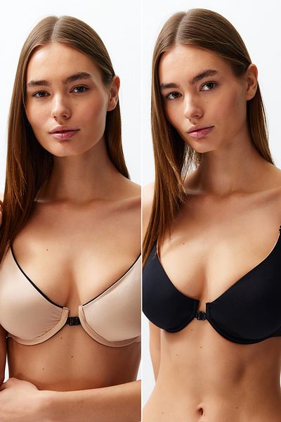 Trendyol Collection Black Skin Micro kétoldalas, párnázat nélküli, fedett kötött melltartó