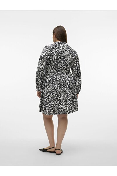 Veromoda Curve Kleid Normal geschnitten Hemdkragen Curve Nicht verstellbare Bündchen Weite Ärmel Kurzes Kleid