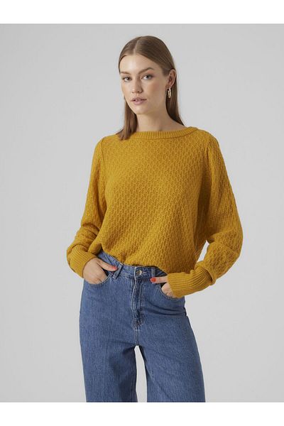 Vero Moda Strickpullover VMWAFFY LS BOATNECK BLOUSE REP EXC