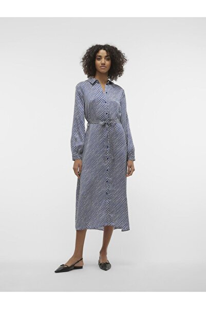 Vero Moda Hemdblusenkleid Normal geschnitten Schluppenkragen Ärmelbündchen mi...