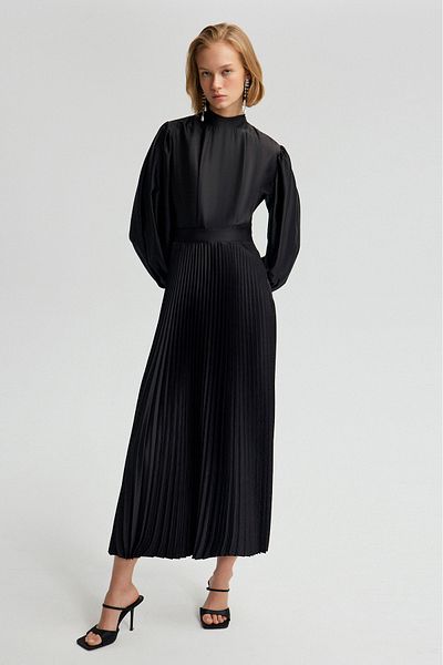 TOUCHE PRİVE PLEATED SATIN DRESS