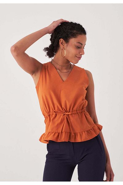 Herita Ärmellose Bluse mit V-Ausschnitt