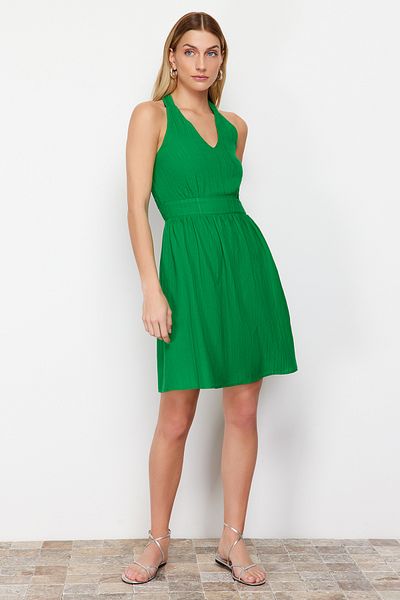 Trendyol Collection Πράσινο υφασμένο φόρεμα με ύφος πράσινου χρώματος σε γραμμή Gipe TWOSS24EL00629