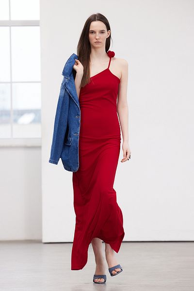 Trendyol Collection Red Limited Edition Knitted Long Evening Dress - TPRSS24AE00047