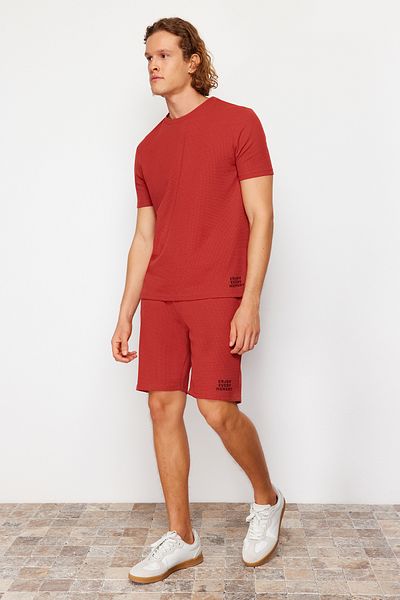 Trendyol Collection Pletené šortky Tile Regular Fit Waffle Sada pyžama TMNSS23PT00032