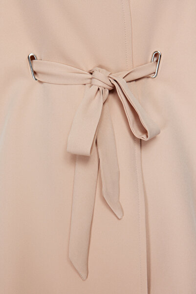 Trendyol Modest Beige Gold Detailed Belted Plain Woven Vest TCTSS24YL00006