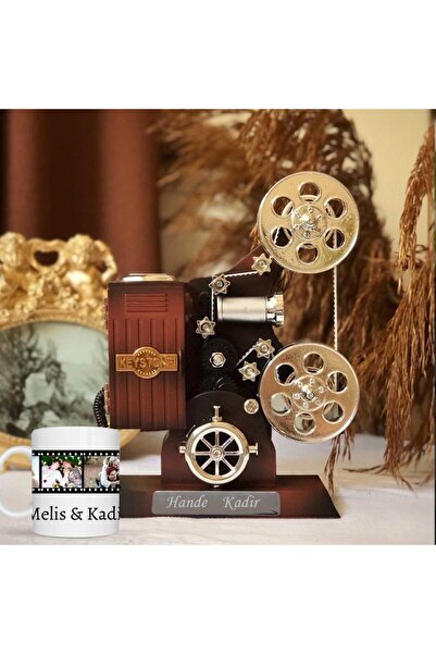 Hediye Vakti Kişiye Özel Sinemaskop Müzik Kutusu ve Film Şeritli Kupa Bardak