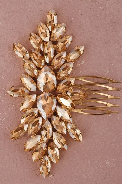 Hayalperest boncuk Accesoriu pentru păr de mireasă, model henna, 2 piese Accesoriu elegant pentru noapte și nuntă auriu