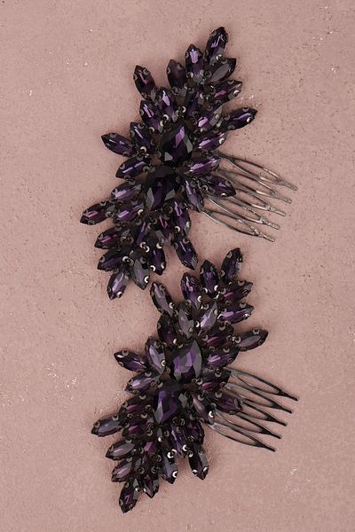 Hayalperest boncuk Accesoriu pentru păr de nuntă de mireasă 2 piese Model Henna Accesoriu elegant pentru noapte și nuntă violet