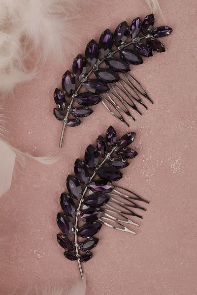 Hayalperest boncuk Model Fecioară Accesoriu de păr de nuntă elegantă pentru nuntă Accesoriu de păr pentru nuntă și henna Janjanlı Mov