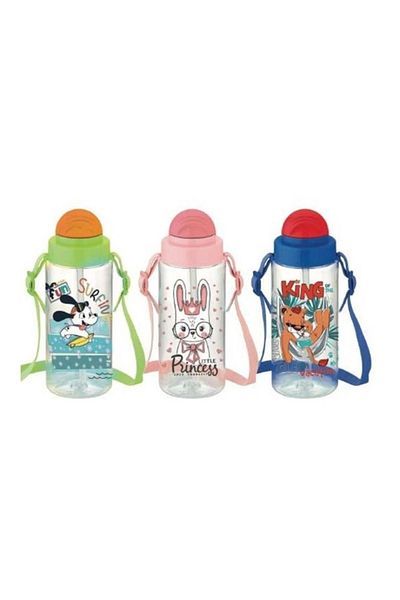 Gıpta Fun Tritan Patterned Water Bottle with Straw 500 Cc (Piece Price, Mixed Model)