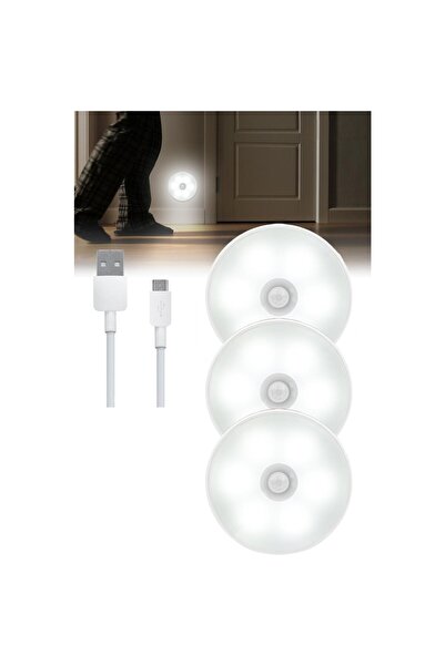 Lexi Bella Hareket Sensörlü 3 Adet Koridor Ve Merdiven Için Şarjlı Hareket Se...