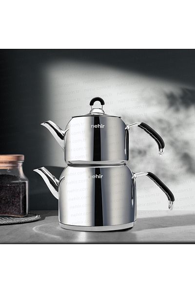 Nehir Stainless Steel Midi Teapot Set - Silver 0-1.99 L